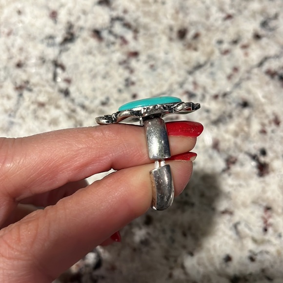 Burnished Silvertone & Turquoise - Picture 4 of 5